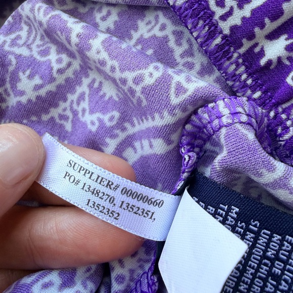 Chaps Purple White Paisley Printed Gored Stretch Jersey Skirt Size Small - Picture 3 of 7